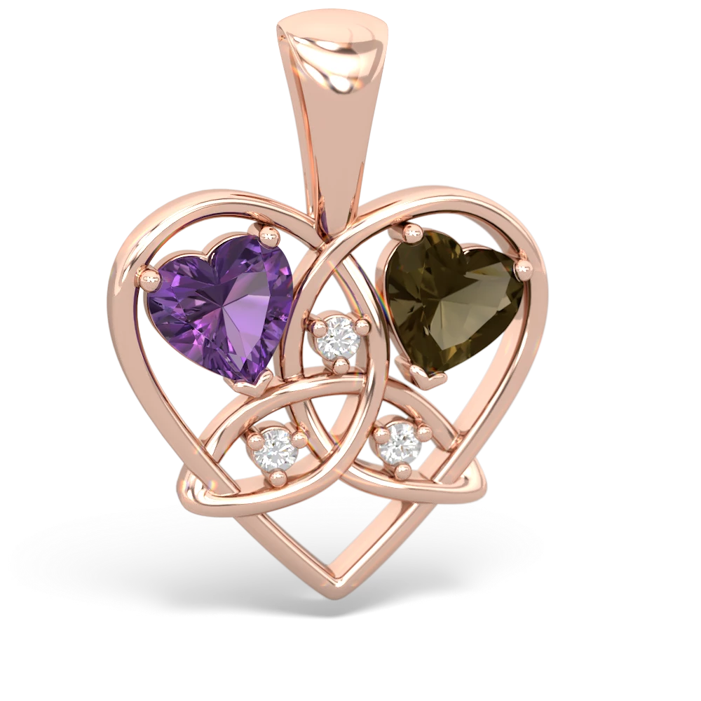 Amethyst Celtic Trinity Heart 14K Rose Gold pendant P5331