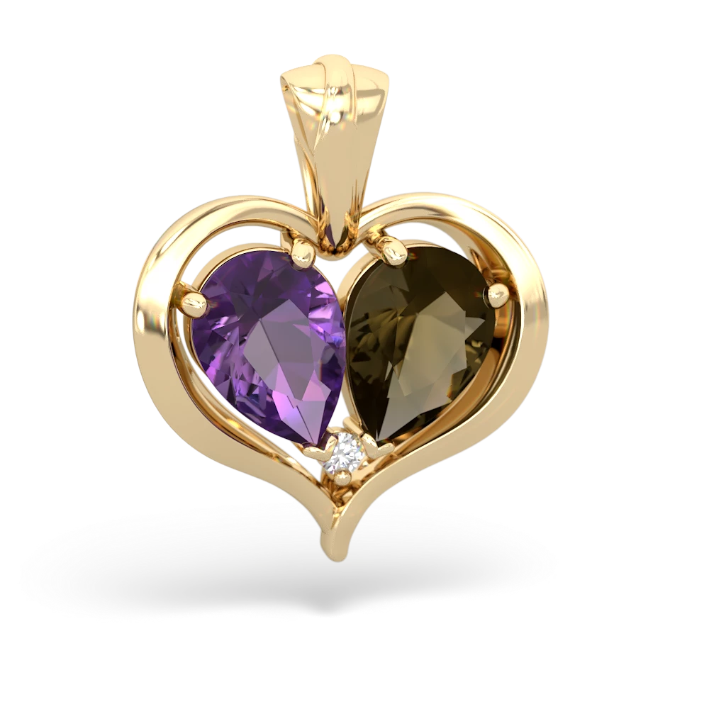 Amethyst Two Become One 14K Yellow Gold pendant P5330