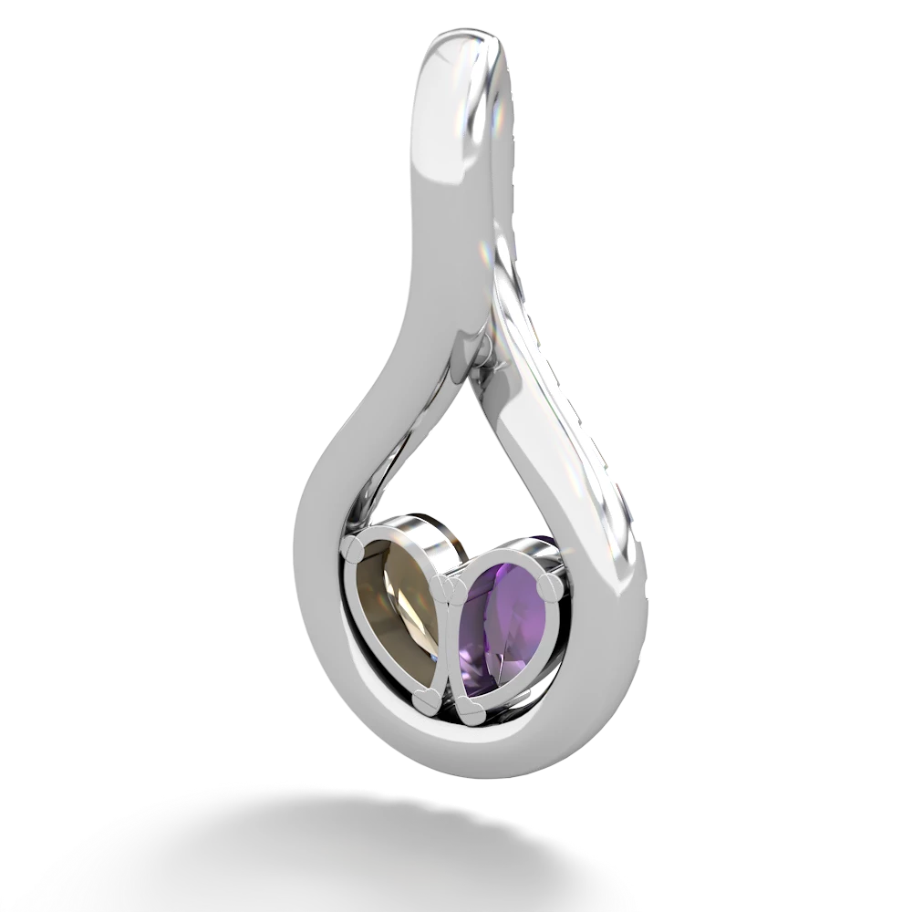 Amethyst Pave Twist 'One Heart' 14K White Gold pendant P5360