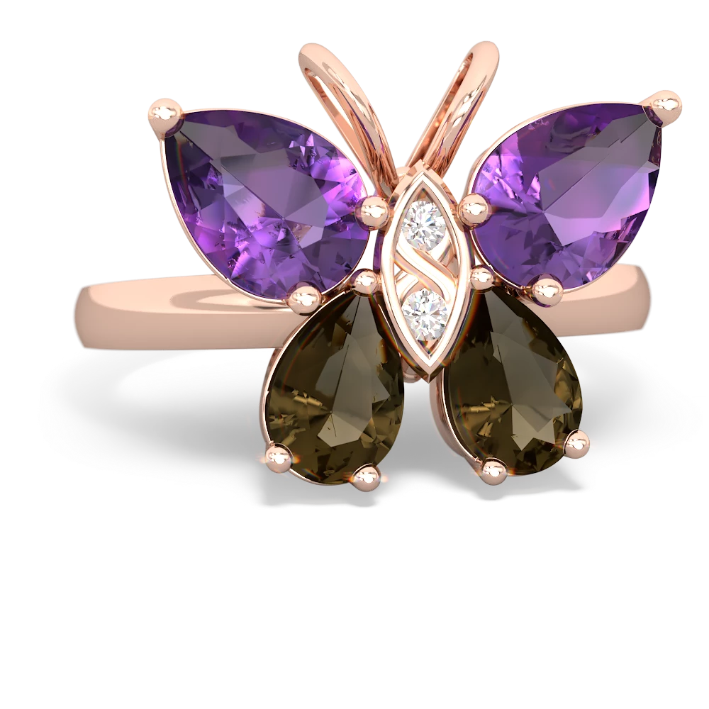 Amethyst Butterfly 14K Rose Gold ring R2215