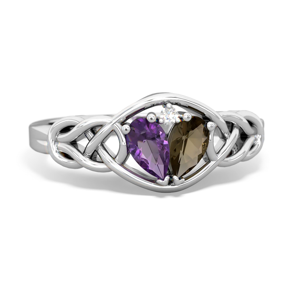 Amethyst Celtic Love Knot 14K White Gold ring R5420