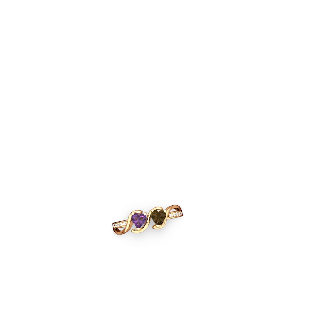 Amethyst Side By Side 14K Yellow Gold ring R3090