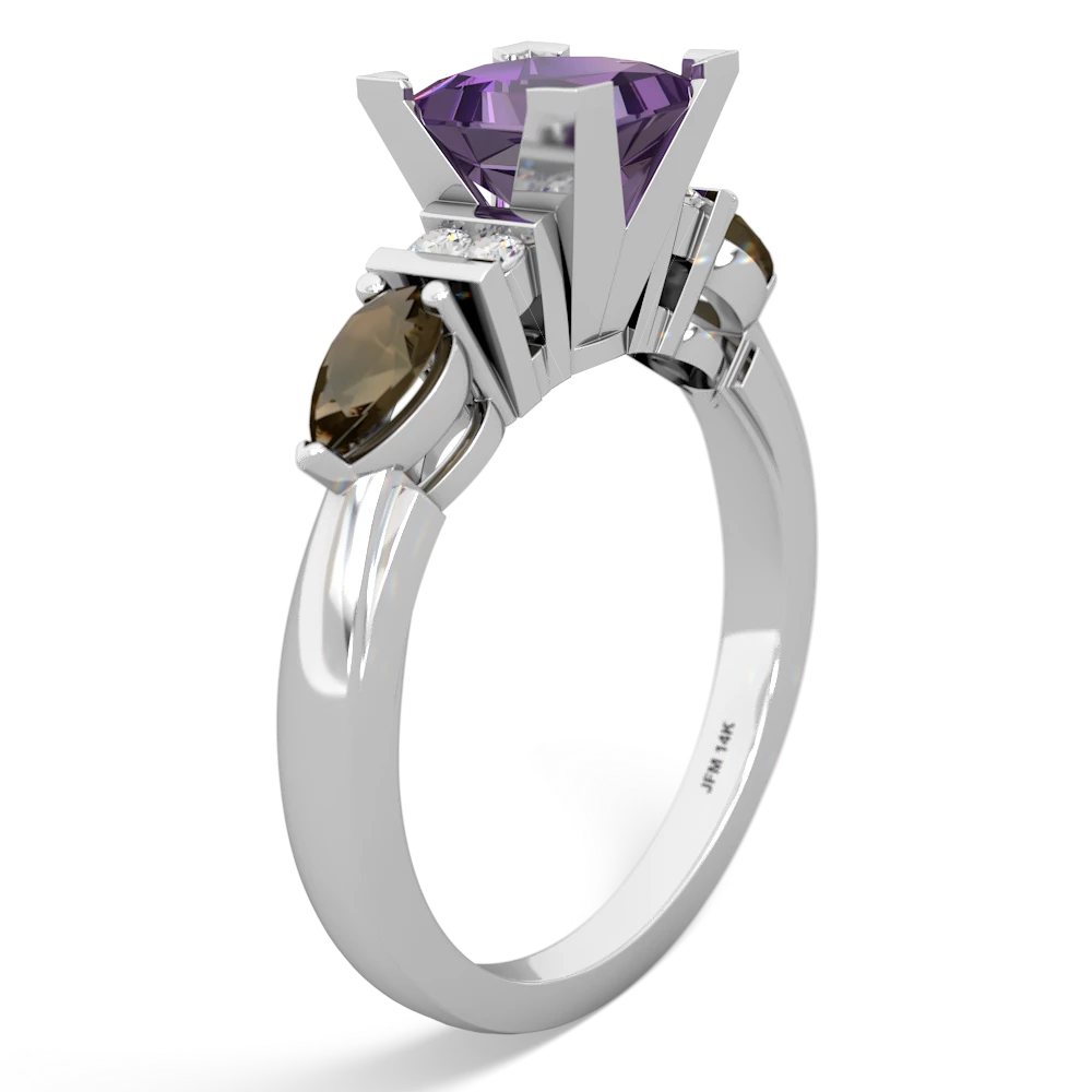 Amethyst 6Mm Princess Eternal Embrace Engagement 14K White Gold ring C2002