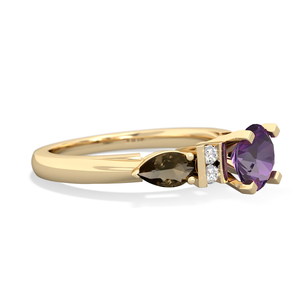 Amethyst 6Mm Round Eternal Embrace Engagement 14K Yellow Gold ring R2005