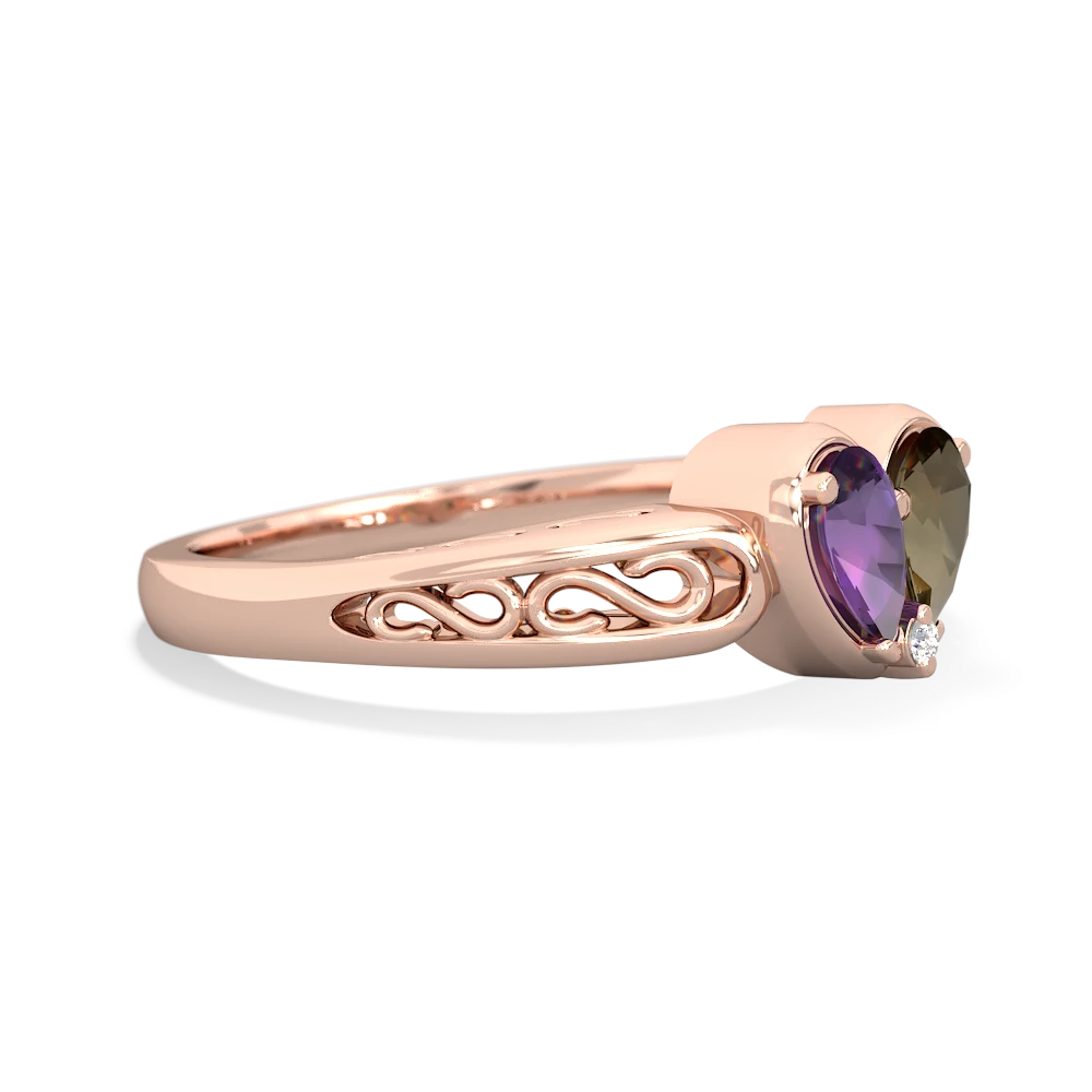 Amethyst Filligree 'One Heart' 14K Rose Gold ring R5070