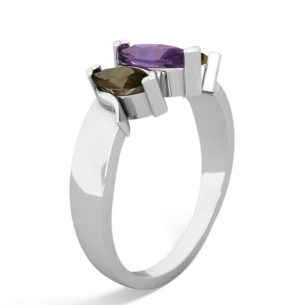 Amethyst Three Peeks 14K White Gold ring R2433