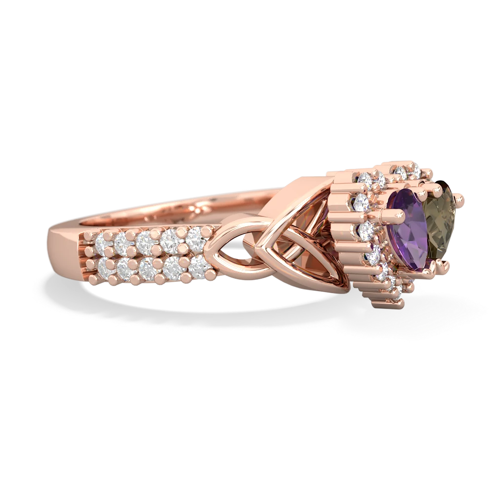 Amethyst Celtic Knot Two Hearts As One 14K Rose Gold ring R2644HRT