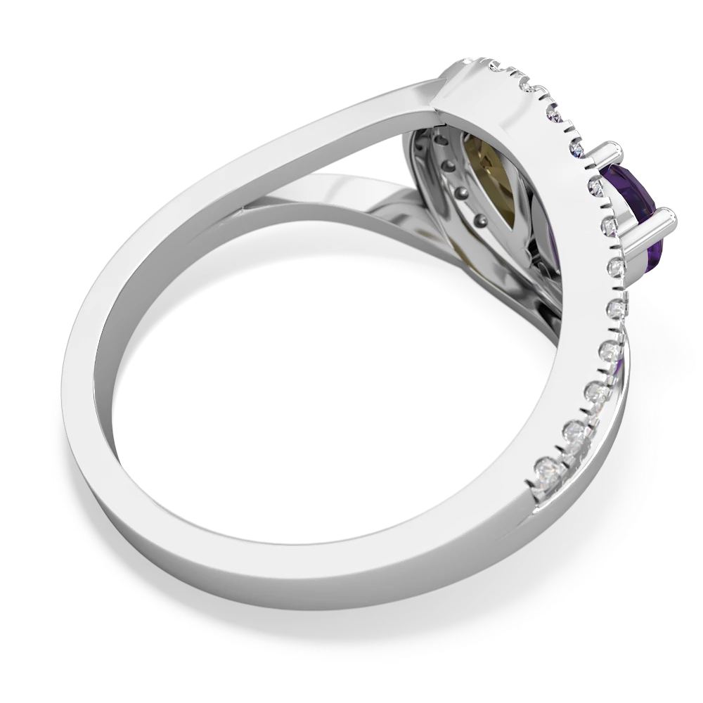 Amethyst Nestled Heart Keepsake 14K White Gold ring R5650