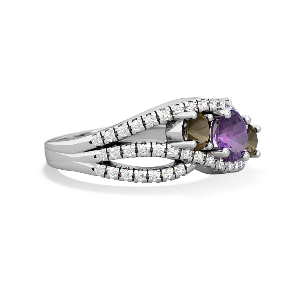 Amethyst Three Stone Aurora 14K White Gold ring R3080