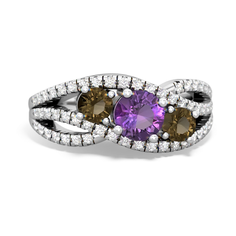 Amethyst Three Stone Aurora 14K White Gold ring R3080