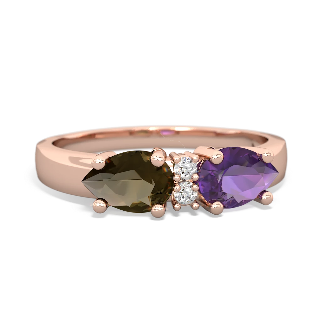 Amethyst Pear Bowtie 14K Rose Gold ring R0865