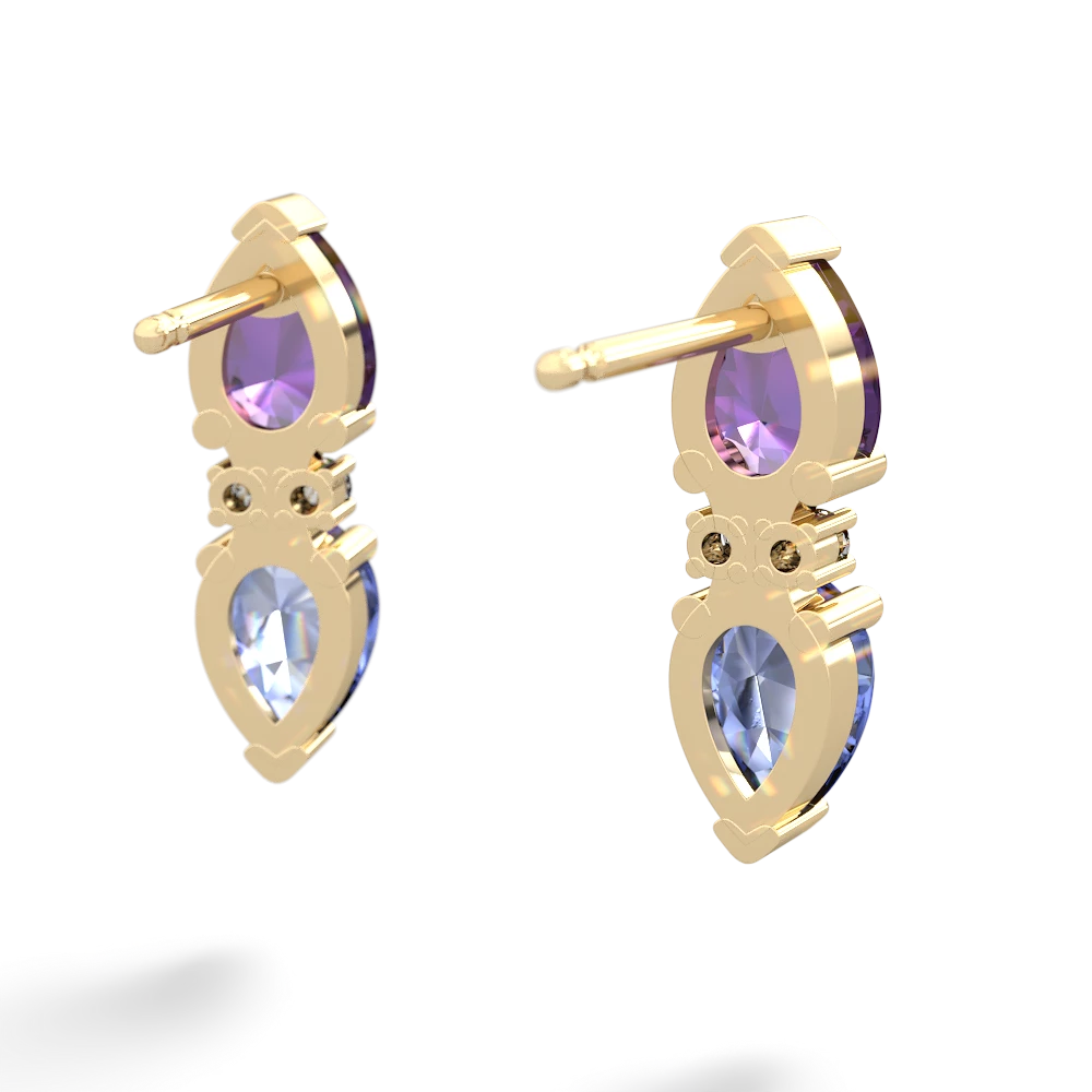 Amethyst Bowtie Drop 14K Yellow Gold earrings E0865