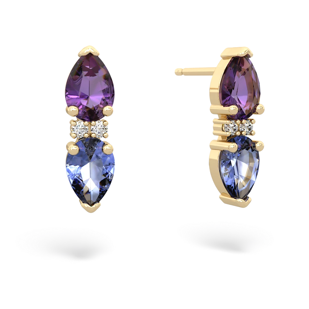 Amethyst Bowtie Drop 14K Yellow Gold earrings E0865