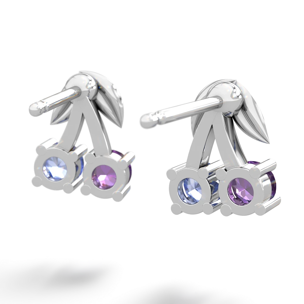 Amethyst Sweet Cherries 14K White Gold earrings E7001