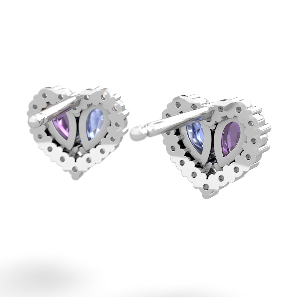 Amethyst Halo 14K White Gold earrings E7008