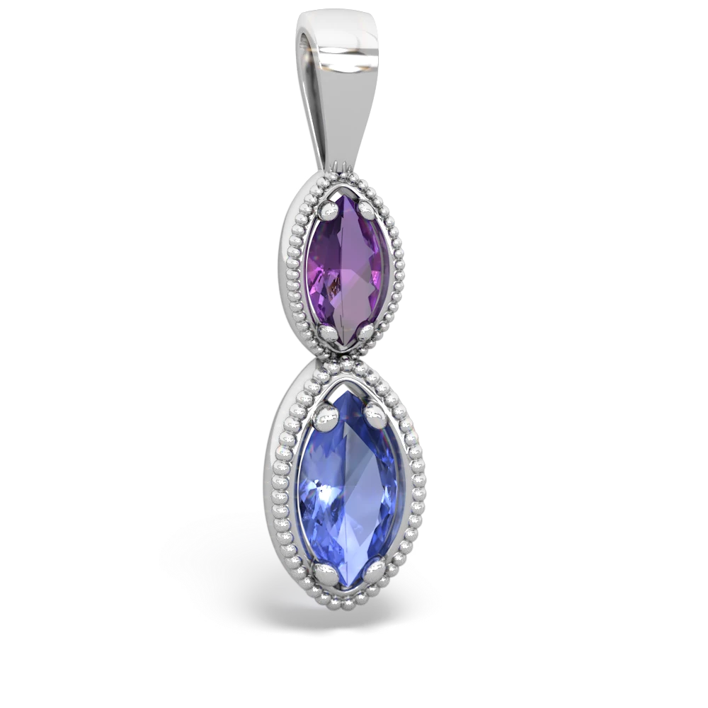 Amethyst Antique-Style Halo 14K White Gold pendant P5700