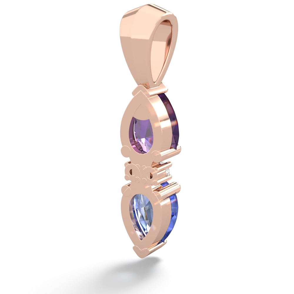 Amethyst Bowtie Drop 14K Rose Gold pendant P0865