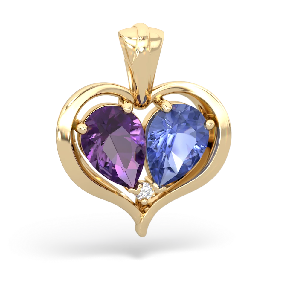 Amethyst Two Become One 14K Yellow Gold pendant P5330