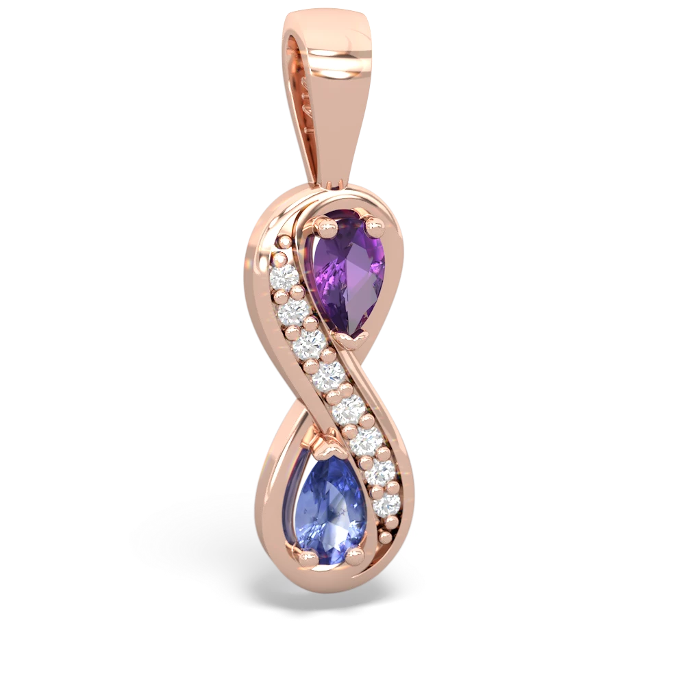 Amethyst Diamond Infinity 14K Rose Gold pendant P5390