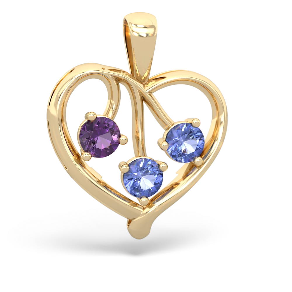 Amethyst Glowing Heart 14K Yellow Gold pendant P2233