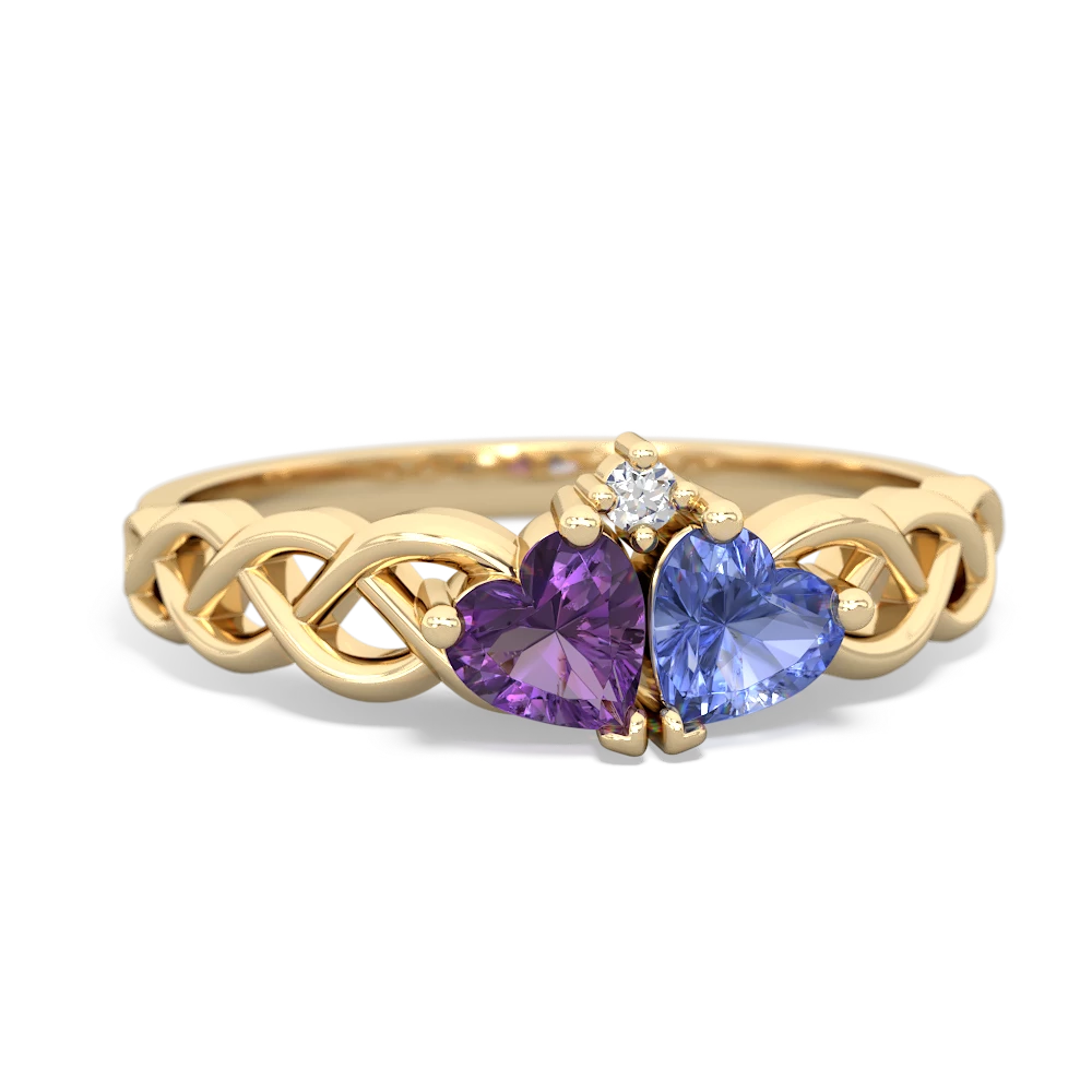 Amethyst Heart To Heart Braid 14K Yellow Gold ring R5870