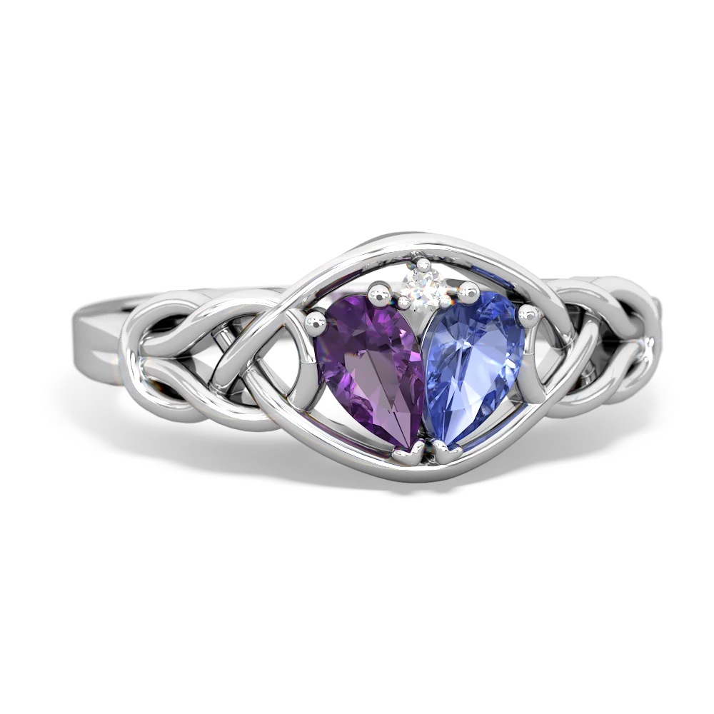 Amethyst Celtic Love Knot 14K White Gold ring R5420