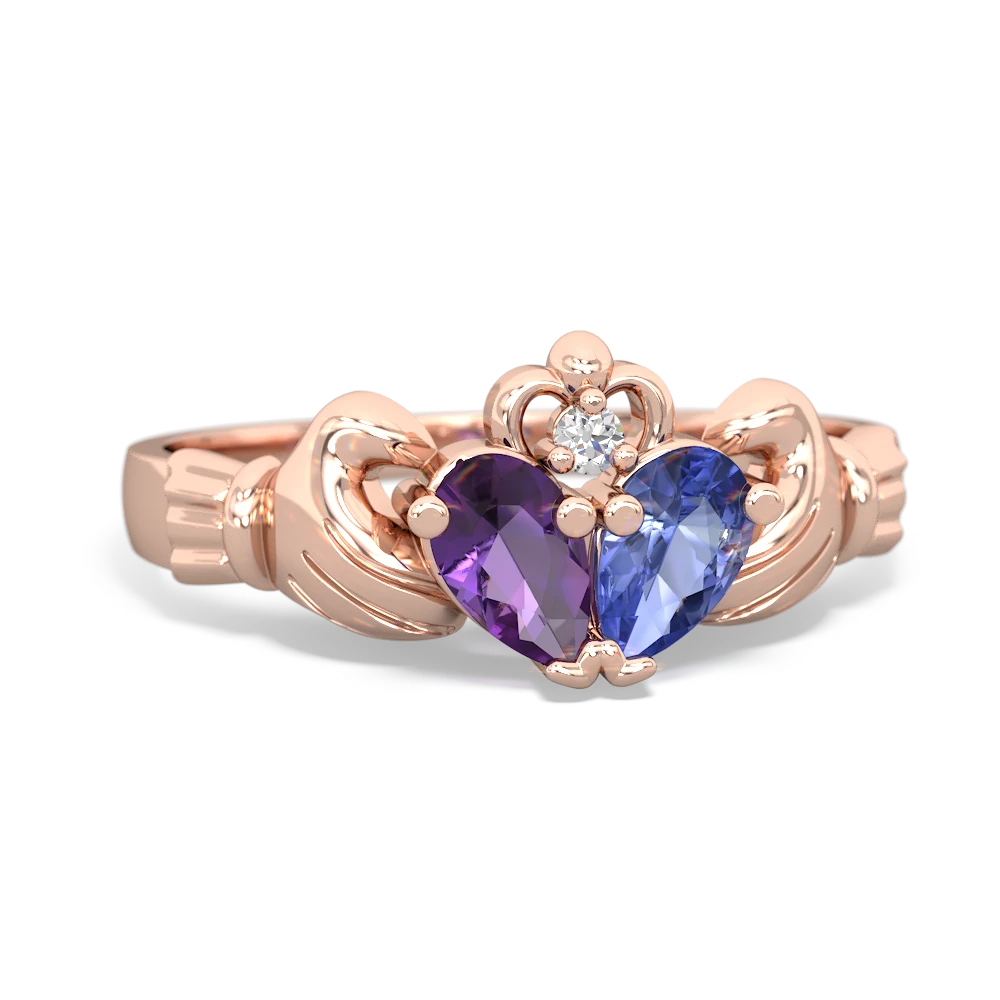 Amethyst 'Our Heart' Claddagh 14K Rose Gold ring R2388