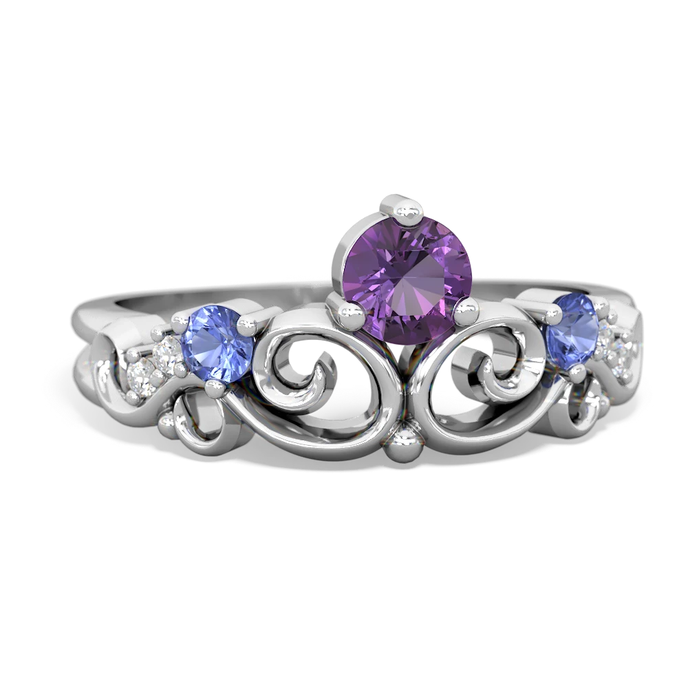 Amethyst Crown Keepsake 14K White Gold ring R5740