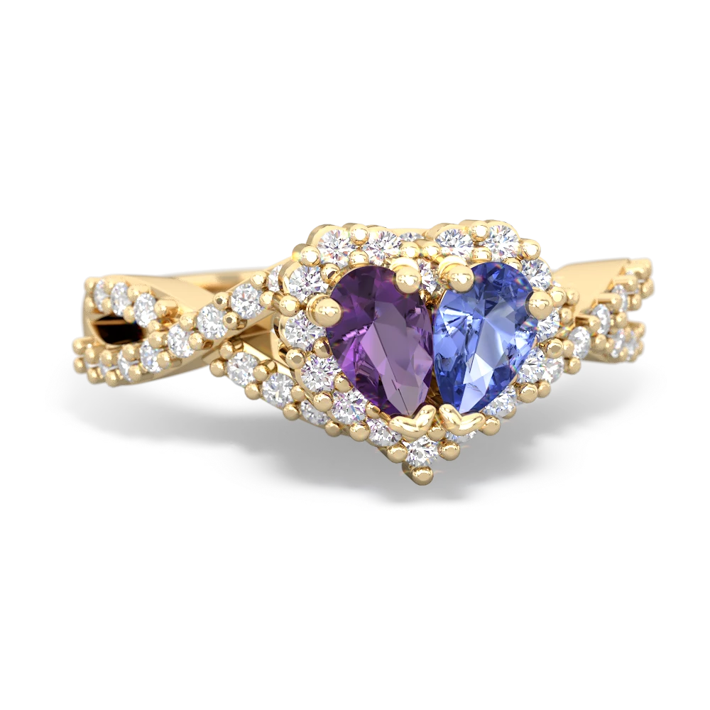 Amethyst Diamond Twist 'One Heart' 14K Yellow Gold ring R2640HRT