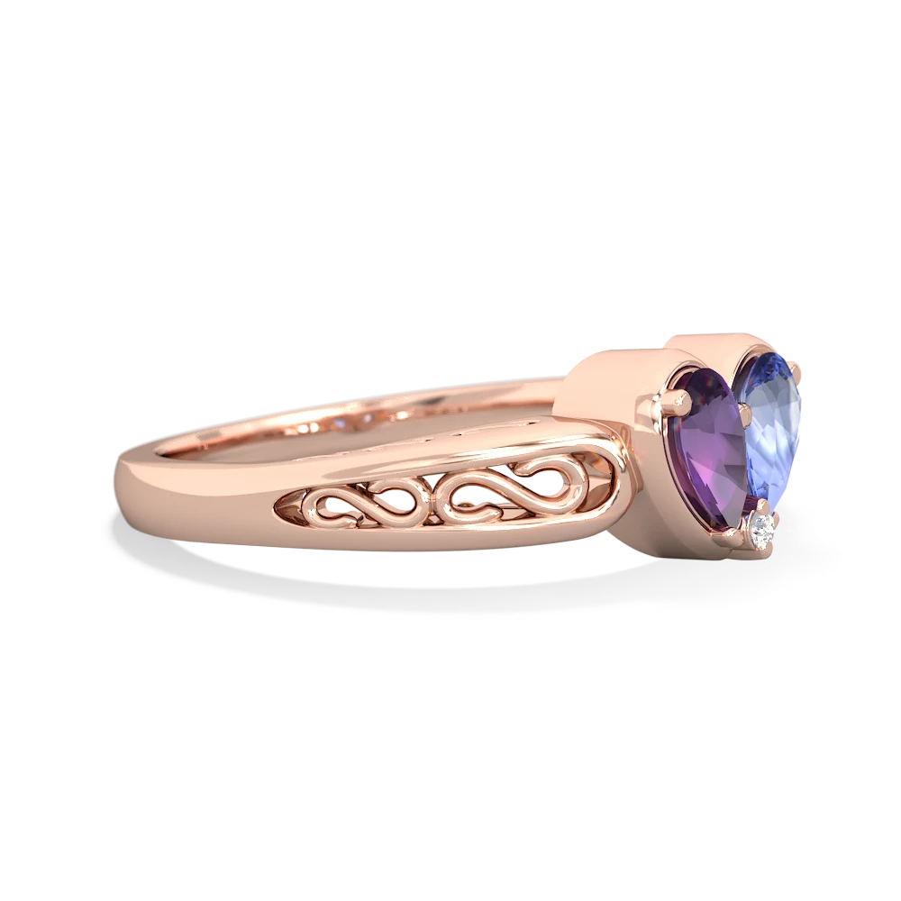 Amethyst Filligree 'One Heart' 14K Rose Gold ring R5070