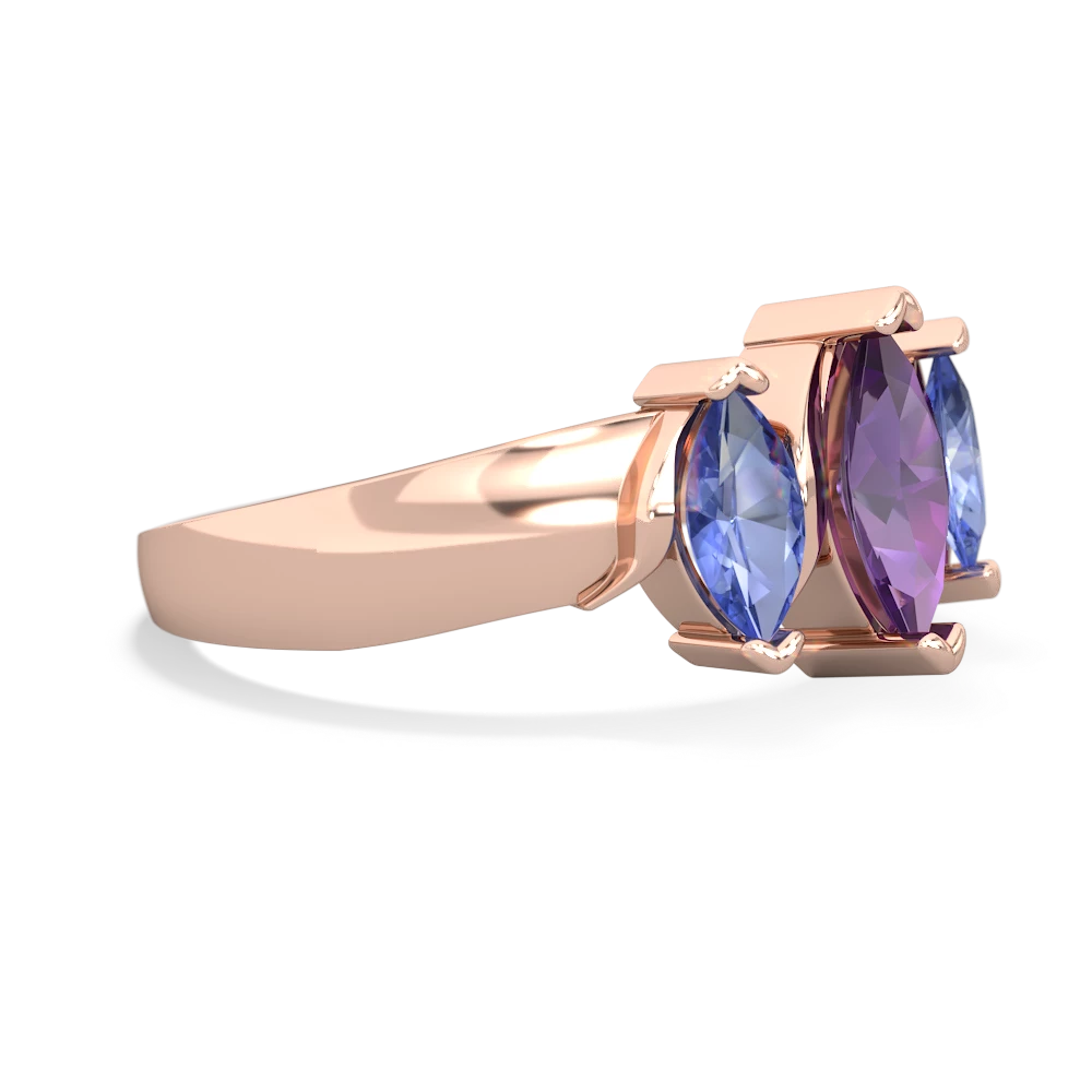 Amethyst Three Peeks 14K Rose Gold ring R2433