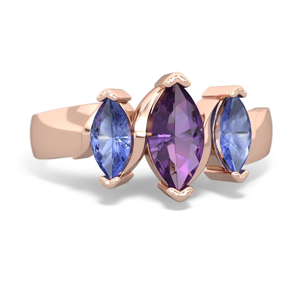 Amethyst Three Peeks 14K Rose Gold ring R2433