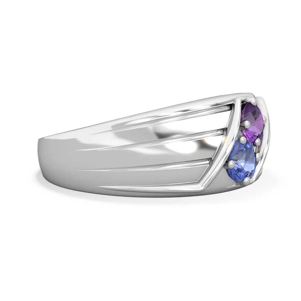 Amethyst Men's Streamline 14K White Gold ring R0460