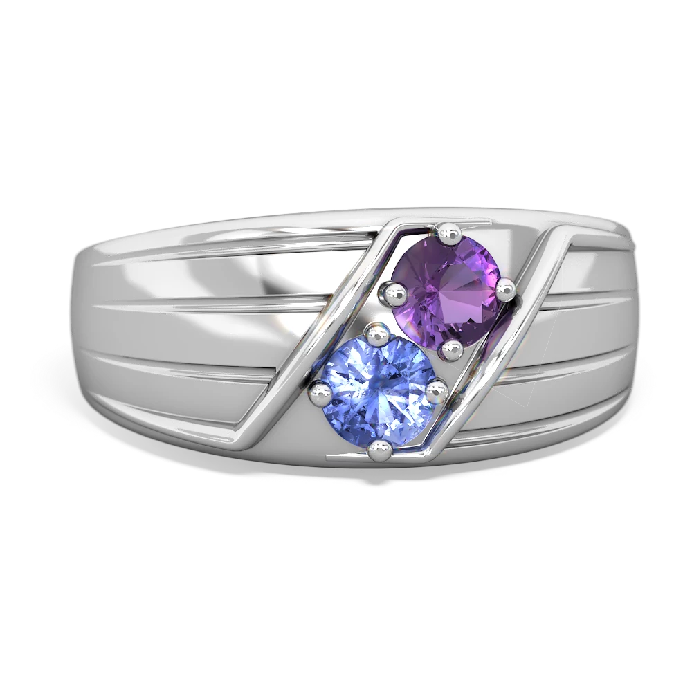 Amethyst Men's Streamline 14K White Gold ring R0460