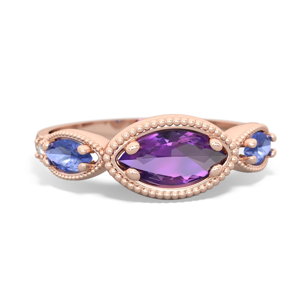 Amethyst Milgrain Marquise 14K Rose Gold ring R5700