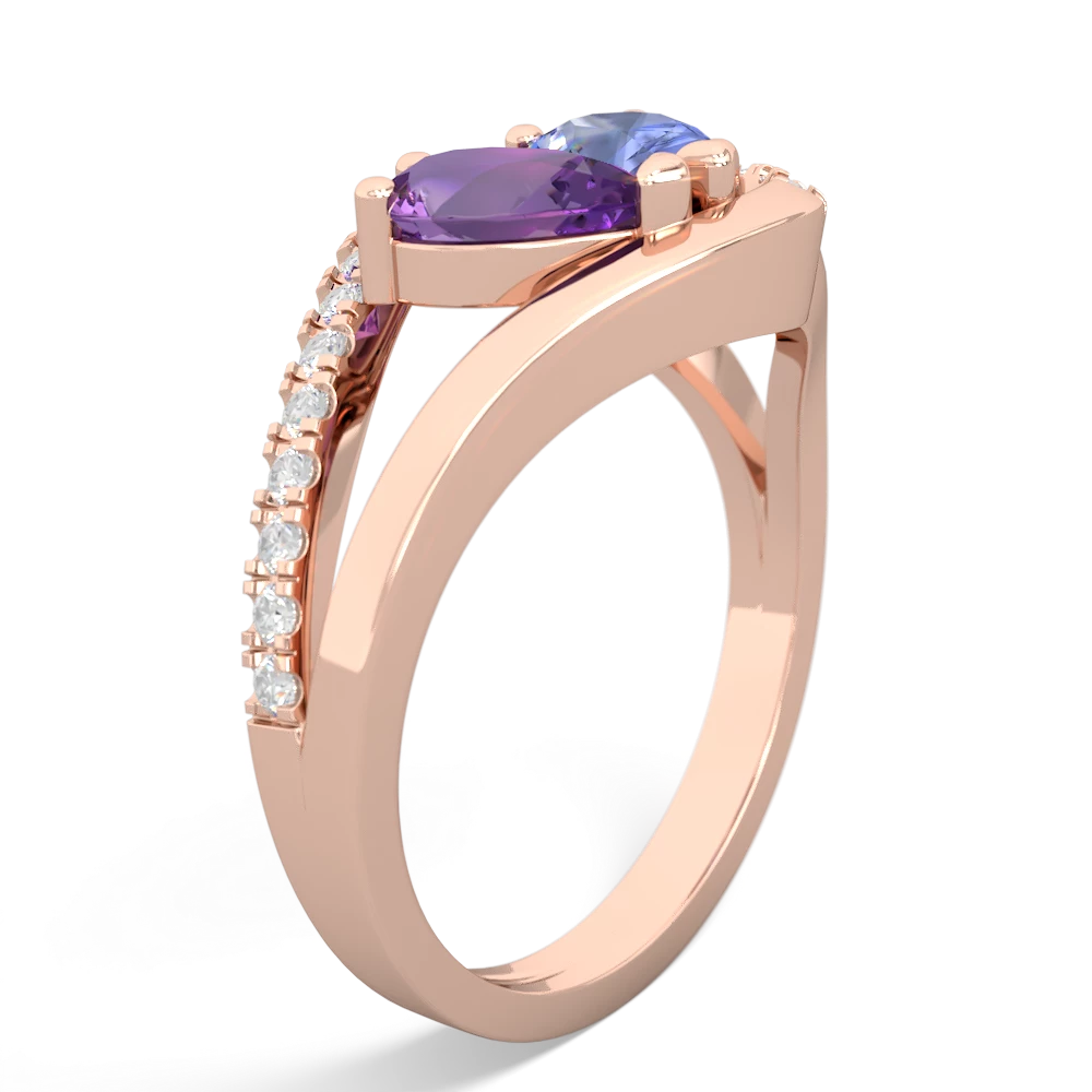 Amethyst Nestled Heart Keepsake 14K Rose Gold ring R5650