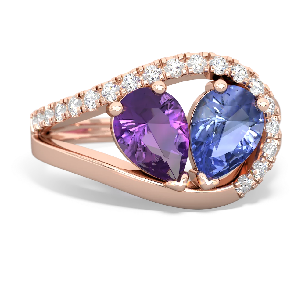 Amethyst Nestled Heart Keepsake 14K Rose Gold ring R5650