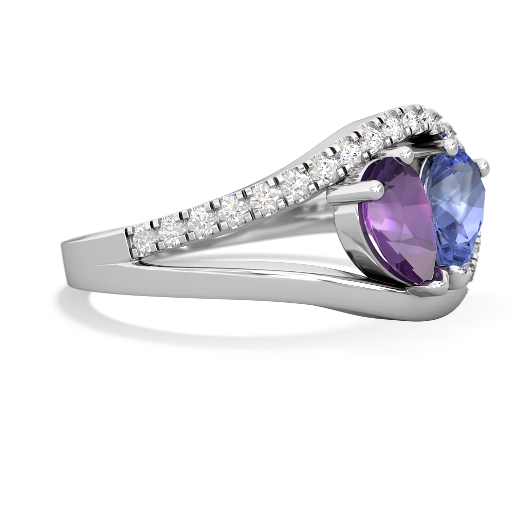 Amethyst Nestled Heart Keepsake 14K White Gold ring R5650