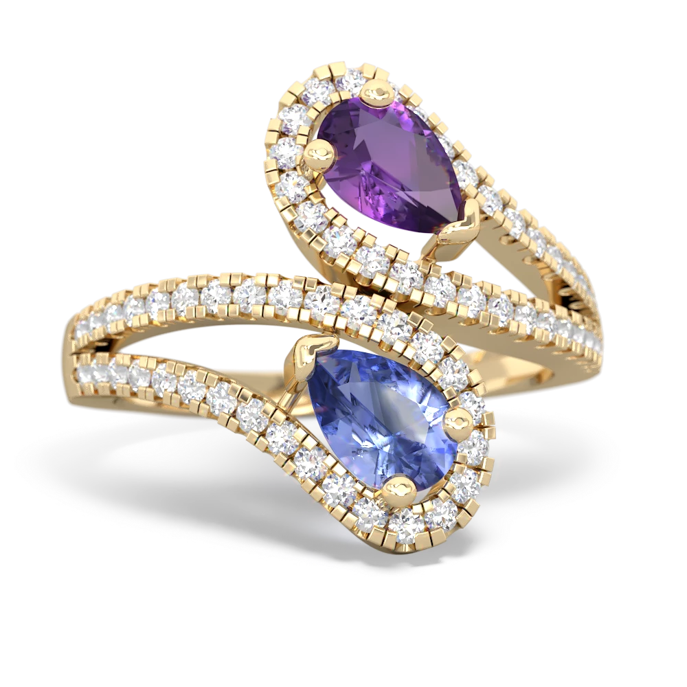 Amethyst Diamond Dazzler 14K Yellow Gold ring R3000