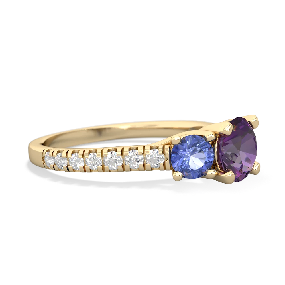 Amethyst Pave Trellis 14K Yellow Gold ring R5500