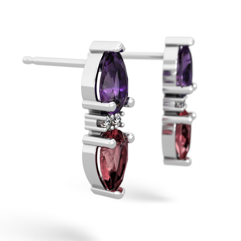 Amethyst Bowtie Drop 14K White Gold earrings E0865