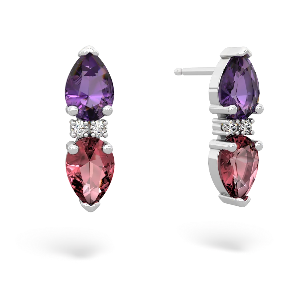 Amethyst Bowtie Drop 14K White Gold earrings E0865