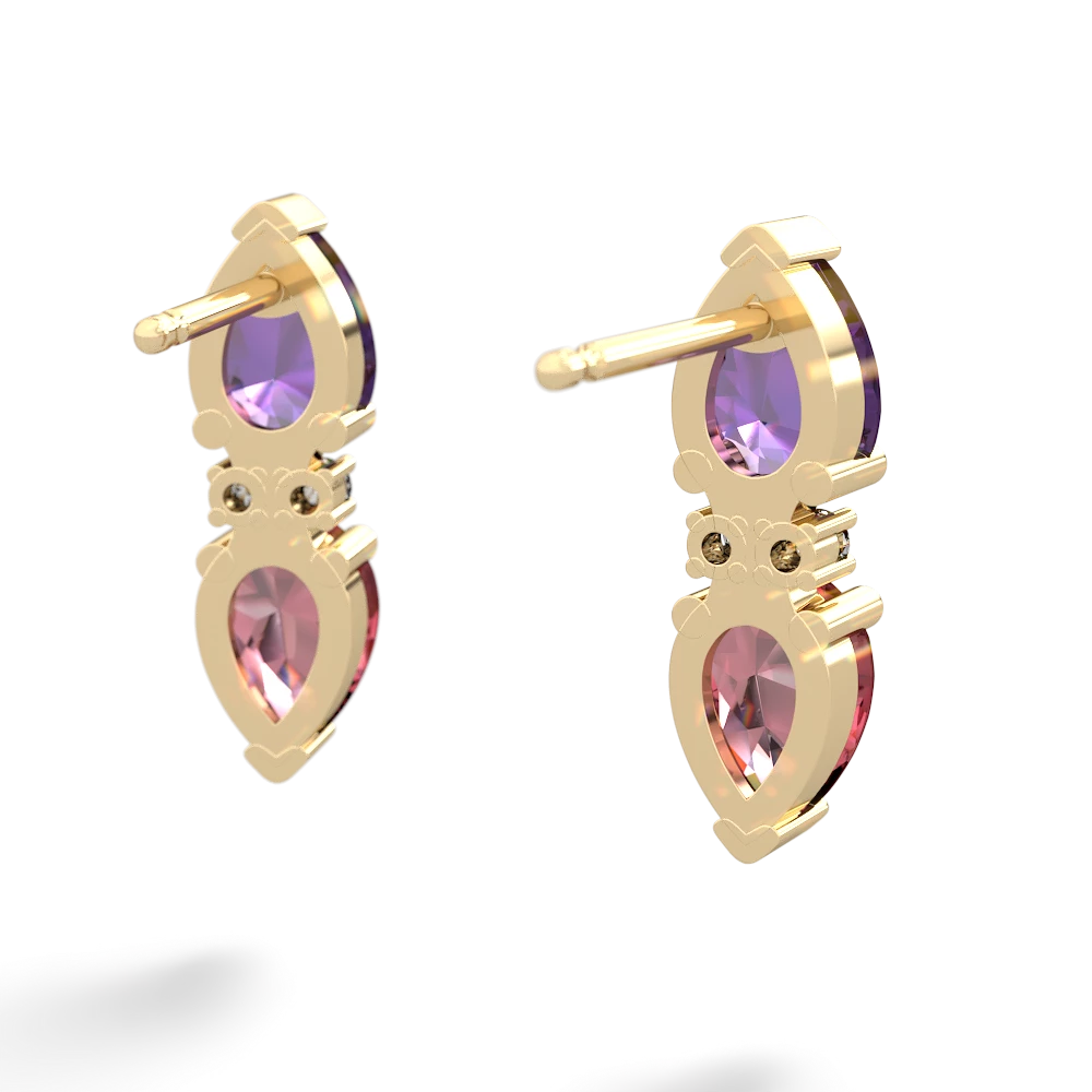 Amethyst Bowtie Drop 14K Yellow Gold earrings E0865