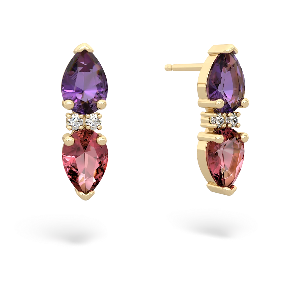 Amethyst Bowtie Drop 14K Yellow Gold earrings E0865