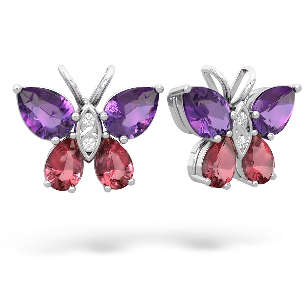 Amethyst Butterfly 14K White Gold earrings E2215