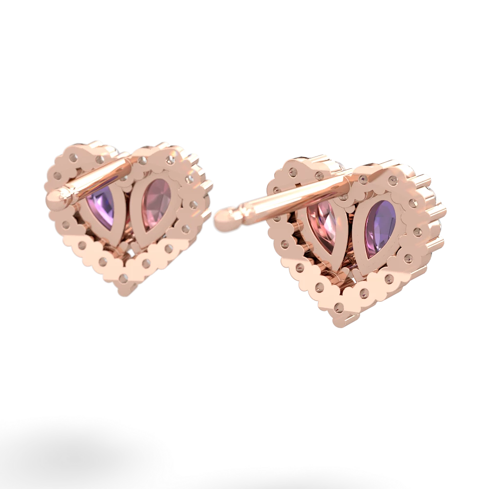 Amethyst Halo 14K Rose Gold earrings E7008