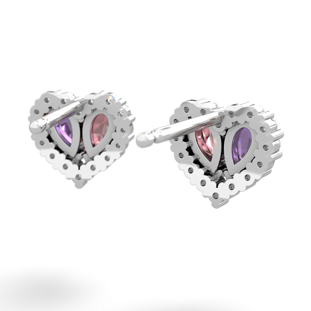 Amethyst Halo 14K White Gold earrings E7008