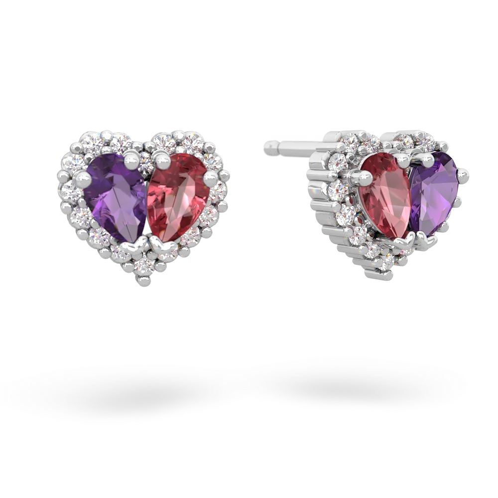 Amethyst Halo 14K White Gold earrings E7008