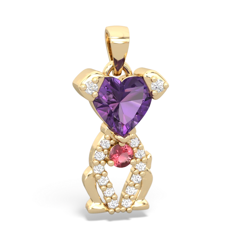 Amethyst Puppy Love 14K Yellow Gold pendant P5800