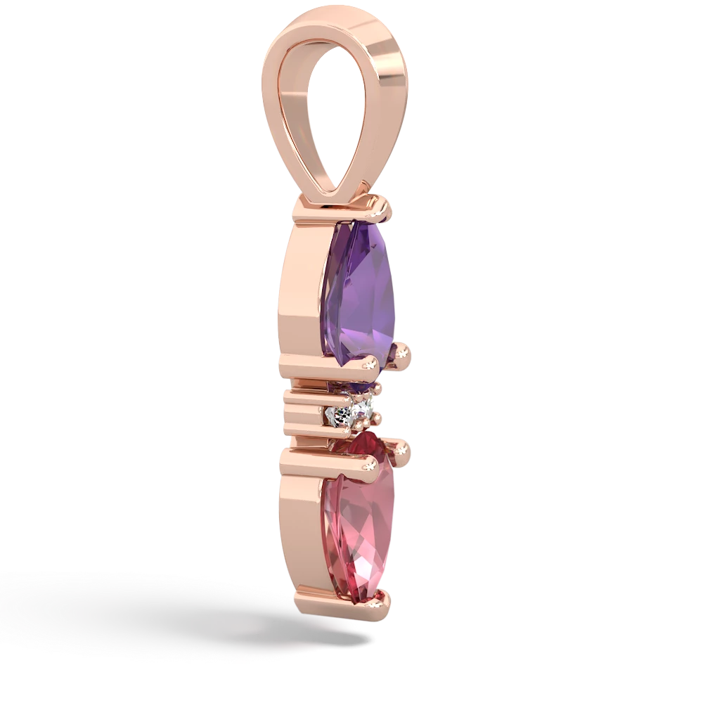 Amethyst Bowtie Drop 14K Rose Gold pendant P0865